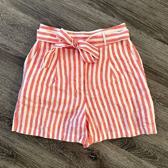 Boden Linen High Waisted Striped Shorts New - Picture 1 of 6